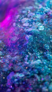 Abstract hexagonal glitter background in turquoise and magenta