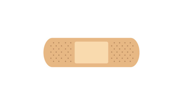 Clean medical adhesive bandage patch icon for first aid and wound care isolated on white background vector.
