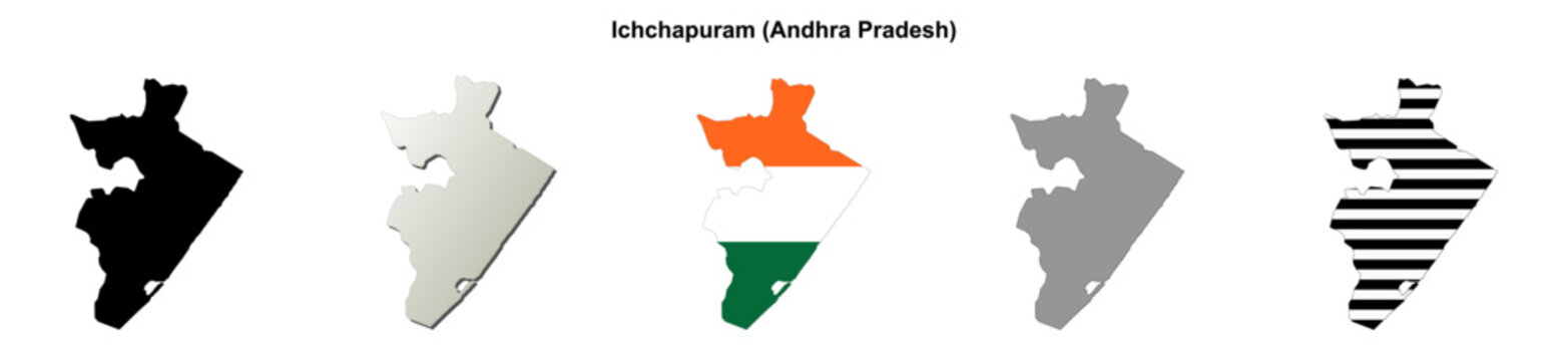 Ichchapuram (Andhra Pradesh) blank outline map set