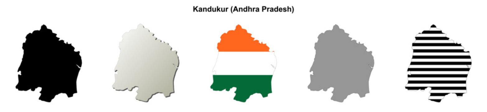 Kandukur (Andhra Pradesh) blank outline map set