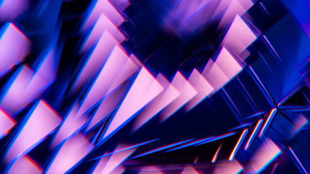 Neon geometric crystal refraction abstract background