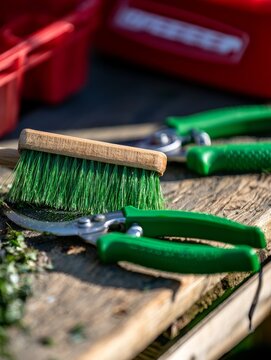 Close-Up of Hands Cleaning Professional Pruning Shears