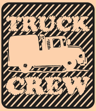 Vintage Truck Crew Emblem Graphic Illustration with Diagonal Stripes