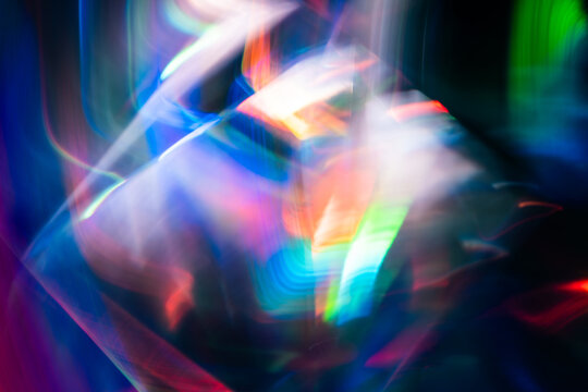 Abstract neon light trails with prism refraction effect