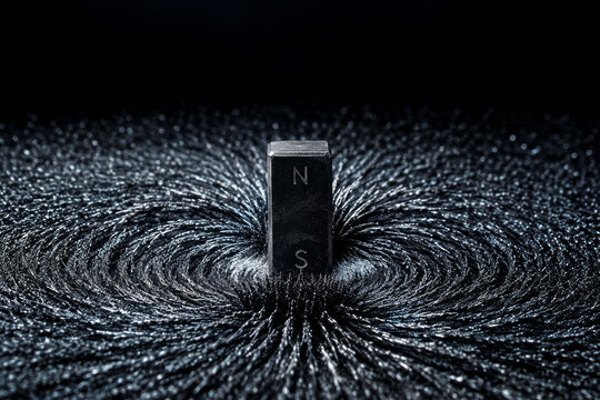 Magnetic field lines in metal filings around a bar magnet