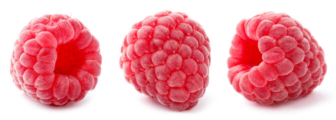 Fresh raspberries isolated on white, set. Summer berry © New Africa