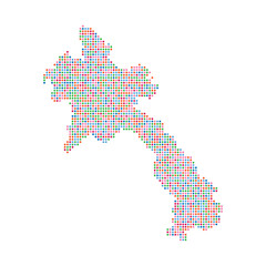 Obraz premium Laos map made of colorful dots abstract halftone vector graphic