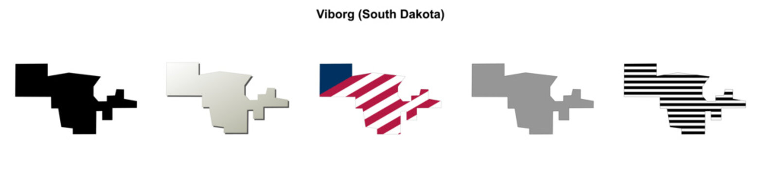 Viborg (South Dakota) blank outline map set