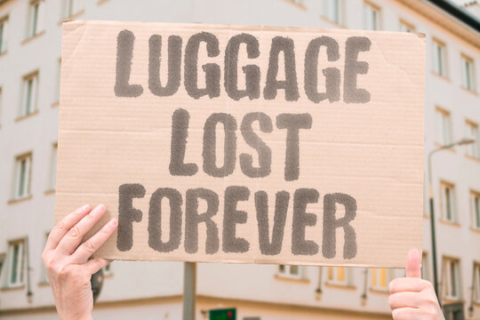 "Luggage Lost Forever" Baggage vanishes in the system with no recovery lead. DISAPPEAR. TRACKING. AIRLINE. TRACE.