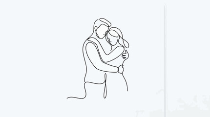 Fototapeta premium Continuous line drawing of a romantic couple embracing