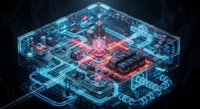 Autonomous cybersecurity network with encrypted tunnels, machine learning threat sorting, quarantined anomalies, and red warning pulses