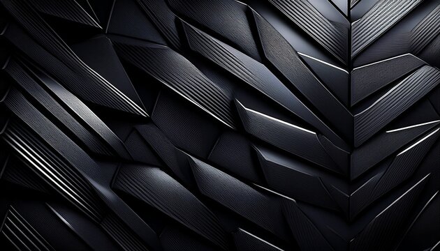 3d panoramic black metal background modern geometric shape gradient digital technology wallpaper luxury pattern website banner high quality ultra realistic matt finish generative ai