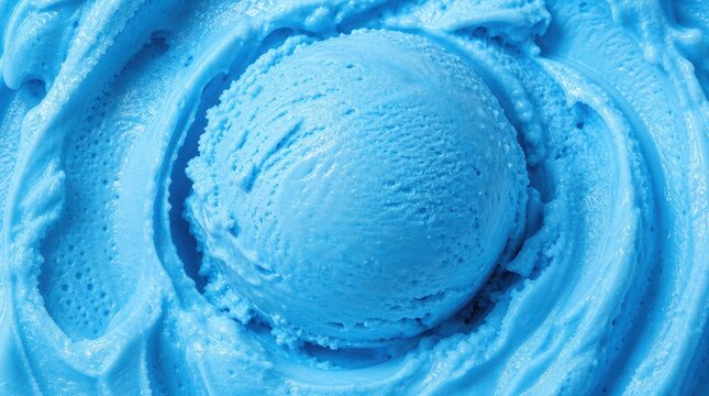 A scoop of vibrant blue ice cream rests on a textured background. This refreshing dessert image is ideal for summer food marketing campaigns.