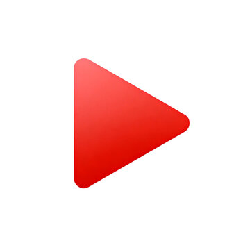 [Transparent Background PNG]Minimalist red rounded play button icon on white background