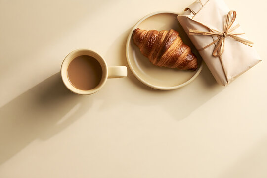 Cozy Morning Coffee, Croissant and Self Gift for Singles Day 11.11 Shopping