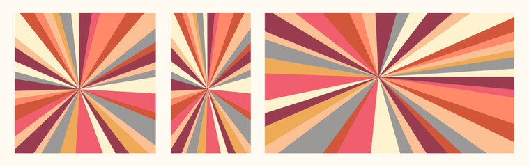 Obraz premium Vintage Pop Art Sun Ray Background Set in Square Portrait and Landscape Formats