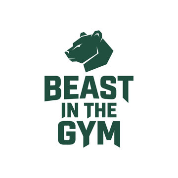 Beast In The Gym Bear Profile Workout Fitness Vector Design