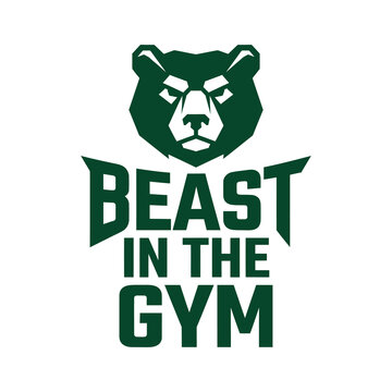 Beast In The Gym Angry Bear Face Gym Motivation Vector Design