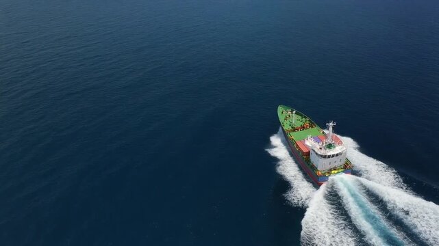 Ship bow cutting through open sea