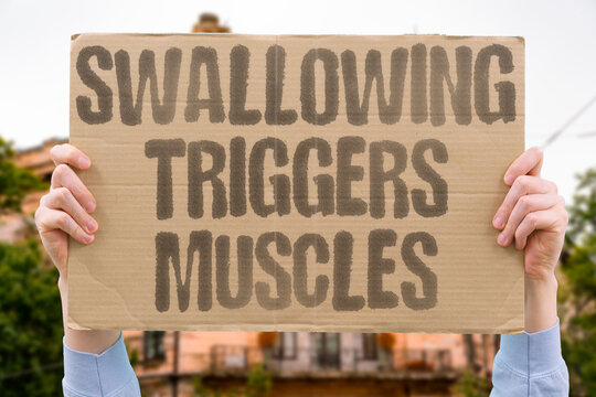 "Swallowing triggers muscles" Gulping activates reflex chains that extend to diaphragm. SWALLOWING. REFLEX. MUSCLE. CHAIN. ACTIVATION.