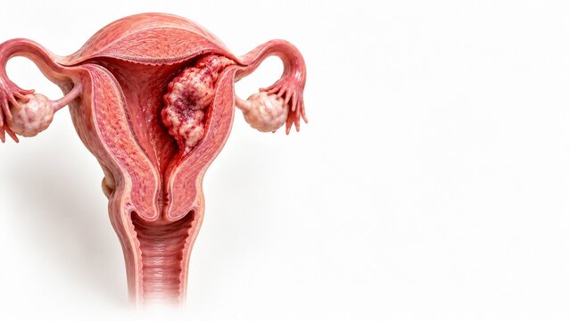 Human uterus with fallopian tubes and ovaries anatomy diagram