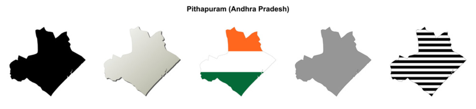 Pithapuram (Andhra Pradesh) blank outline map set