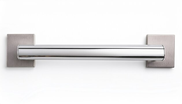 elegant and shiny silver handle of drawer cabinet or door isolated on white background
