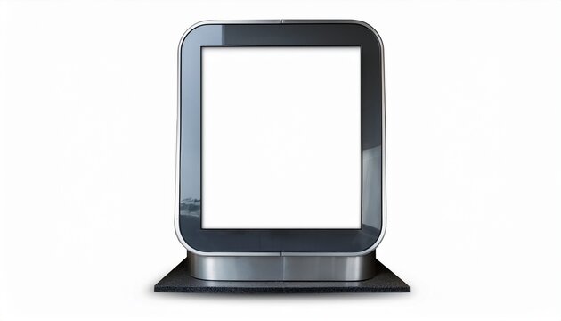 digital advertising totem kiosk with blank screen isolated on white for mockup