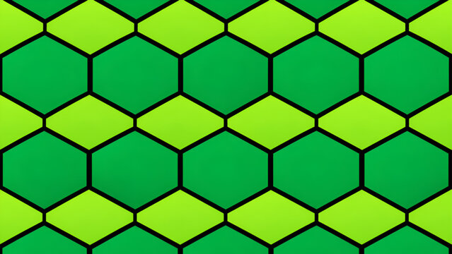 Geometric green hexagon pattern background with honeycomb grid texture