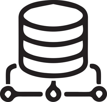 Database Management System Icon with Connected Data Nodes