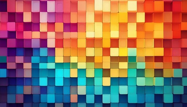 colorful gradient squares forming a vibrant digital abstract pattern background