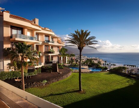 paisaje con un edificio en los cristianos tenerife