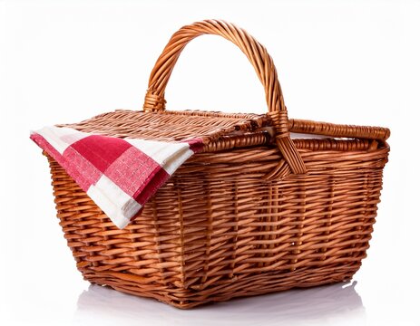 picnic basket isolated on white background