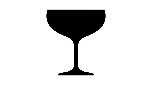 Black silhouette of a champagne coupe glass on a white background
