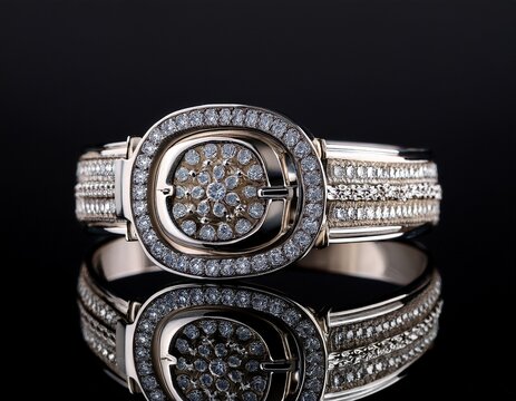 elegant diamond encrusted belt buckle with intricate design