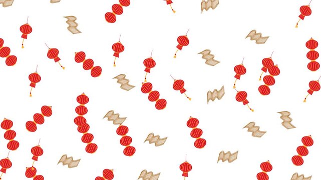 Japanese seamless pattern with traditional red paper lanterns on white