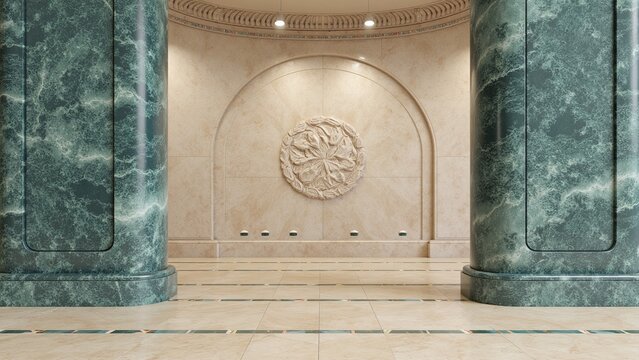 Luxury Blue-Green and Beige Marble Interior