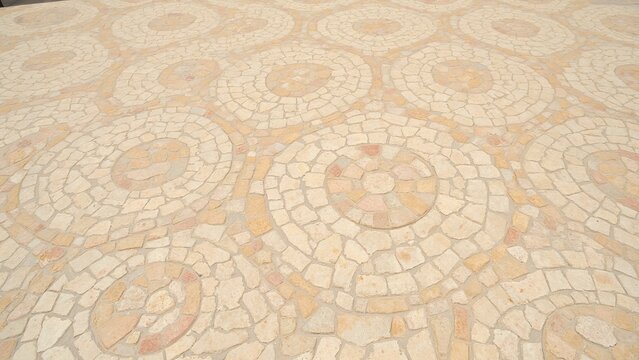 Beige Stone Mosaic Geometric Pattern