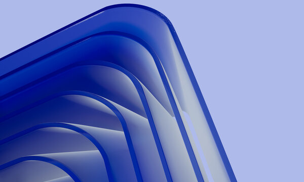 Abstract 3d background with smooth flowing blue curved layers and soft light gradients, creating a modern minimalist design with depth and elegant motion for digital wallpaper or graphic projects