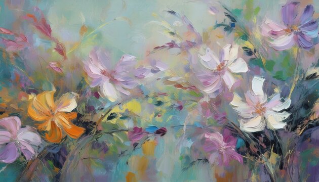 impressionist muted oil painting seamless disty floral
