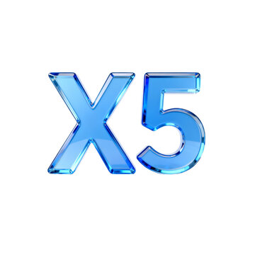 [Transparent Background PNG]Glassy Blue X5 Symbol on Clean White Background