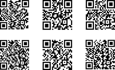 Fototapeta premium Six unique digital QR code symbols.