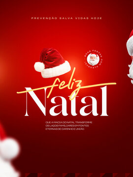Feliz Natal Papai Noel Vermelho Post Card Insta Template Banner
