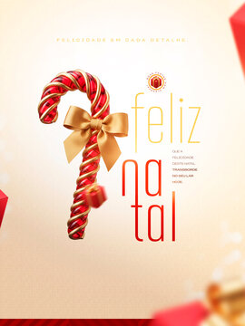 Natal Bengala La&ccedil;o Dourado Post Card Insta Template Banner