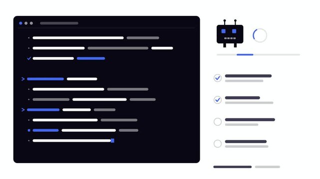 CLI Coding Agent Terminal, Web Development Code Typing, HTML Injection Animation, Blue White Minimalist Graphic, Programmer Software Engineering, Tech Startup Concept, Developer Desktop Mockup