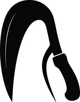 Silhouette of a traditional hand sickle for harvesting crops in agriculture Vector