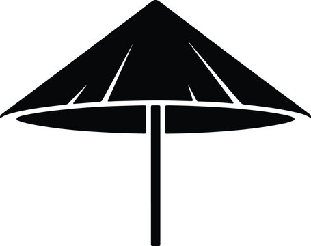 Silhouette of a traditional Asian conical straw hat for summer protection Vector
