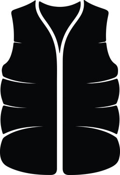 Silhouette of a warm quilted winter vest for outdoor activities icon Vector