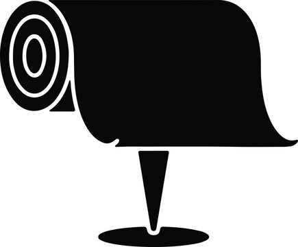 Silhouette roll of carpet flooring material displayed on a simple floor stand Vector