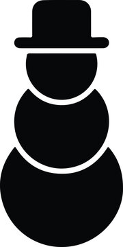 Silhouette snowman icon wearing a top hat for winter holiday seasonal design Vector